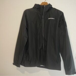 BAERSkin Rain Jacket Mens Large Black Hooded Full Zip Ripstop Windbreaker 25A